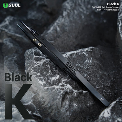 2UUL TW32 Black K Flat Tip ESD-Safe Ceramic Tweezer