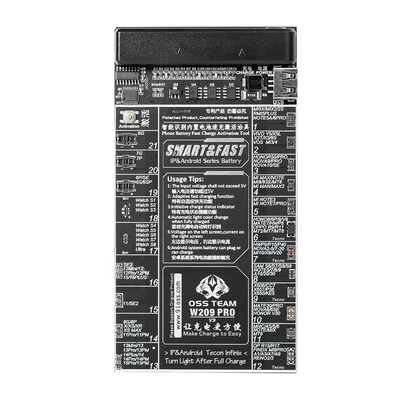 OSS TEAM W209 Pro V9 Smart Phone Battery Quick Charging and Activation Board