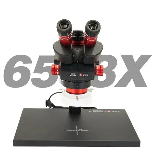 YCS 6558X 6.5X-58X Rotation Trinocular Stereo Zoom Microscope with Big Base