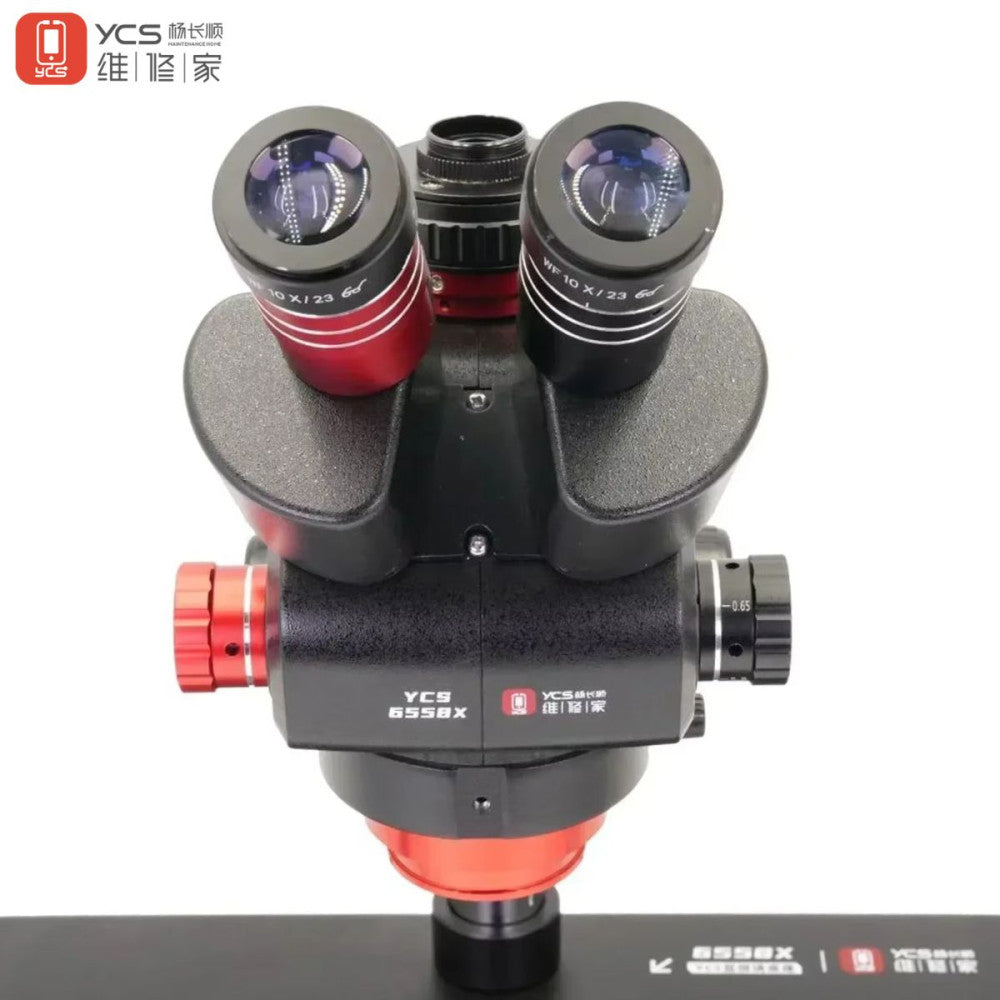 YCS 6558 X Trinocular Stereo Microscope 6.5X to 58X Zoom Microscope 360° Rotation Microscope