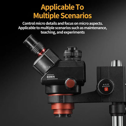 YCS 6065 Industrial Trinocular Stereo Microscope 0.6X-6.5X Zoom Microscope With Big Base For PCB Repair