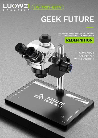 LUOWEI LW-TR01-B3TV 7-50X Geek Future Series Trinocular HD Microscope