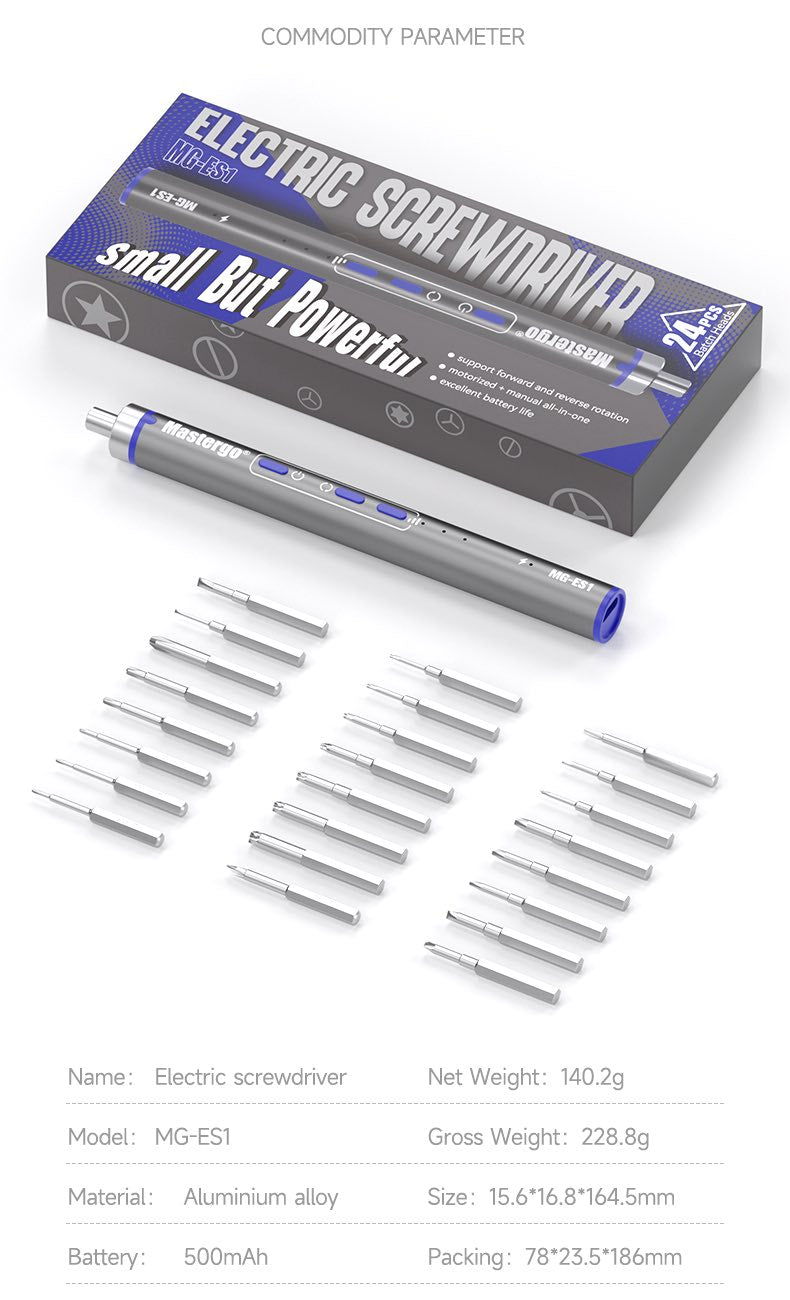 Mastergo MG-ES1 Electric Screwdriver set with 24 Bits