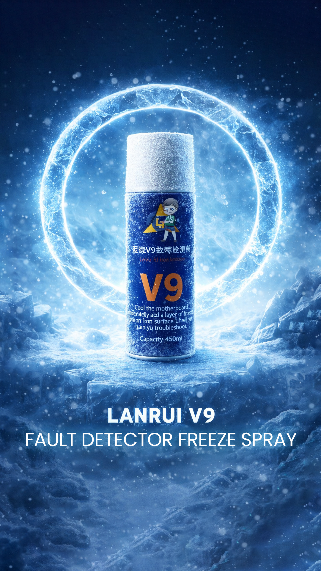 Lanrui V9 Fault Detector Freeze Spray 450ML – Instant Cooling Spray for Mobile Motherboard Short Circuit Detection