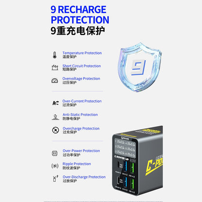 Mechanic C-Power 6S Series 6-Port USB Charger Smart Digital Display Fast Charger Supports QC3.0 / PD Protocol