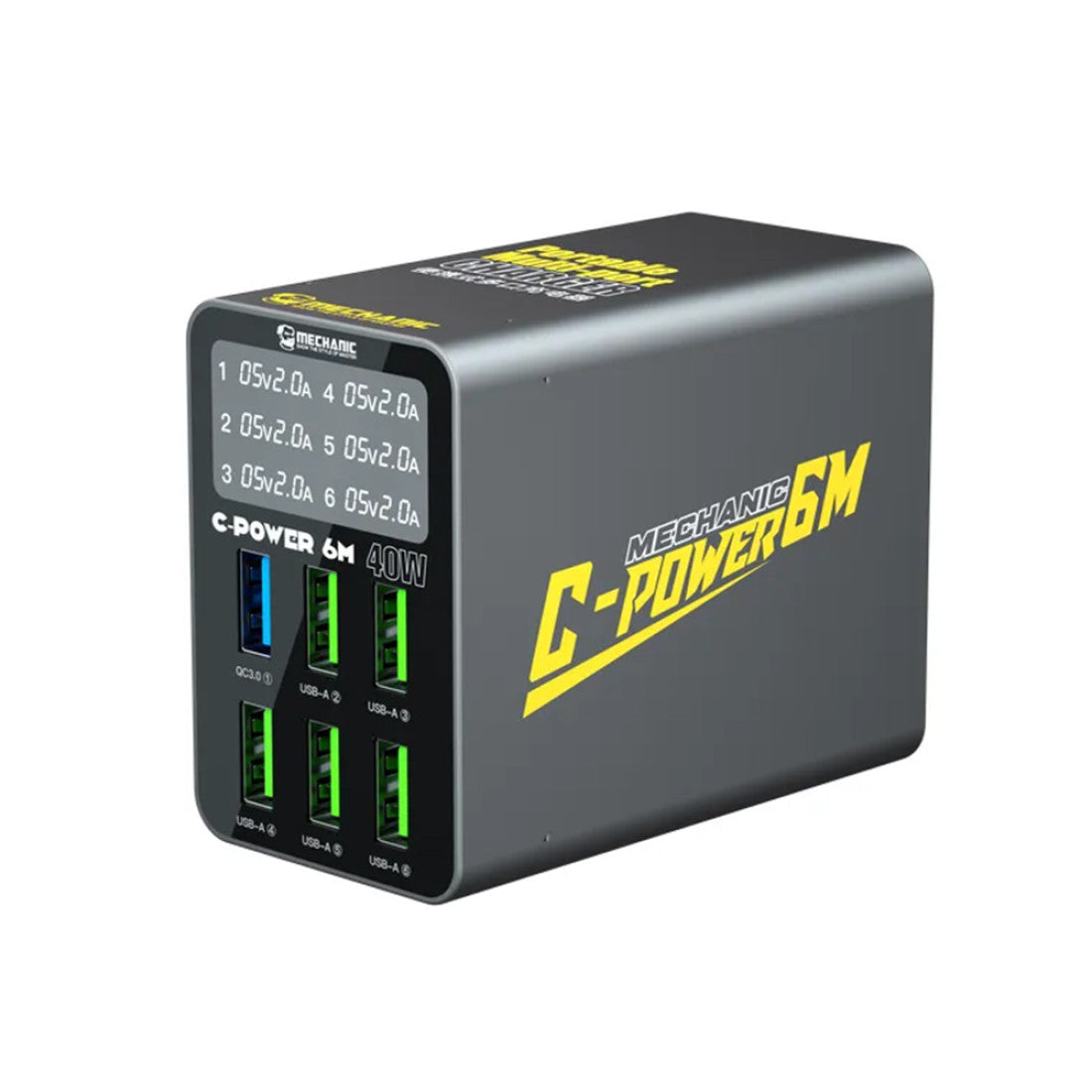 MECHANIC C-POWER 6M 6 PORT USB SMART LIGHTNING CHARGER WITH QC 3.0 PORT (40W)