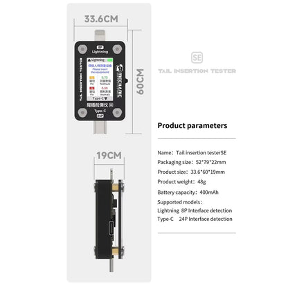 Mechanic T-824 SE Type-C to Lightning High Precision Digital Display Tail Insertion Tester