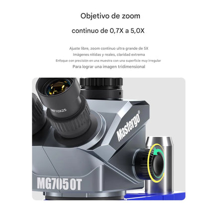 MASTERGO MG7050T-B11 (1:7.1 high zoom ratio-3D Continuous Zoom) 7X~50X trinocular Stereo Microscope