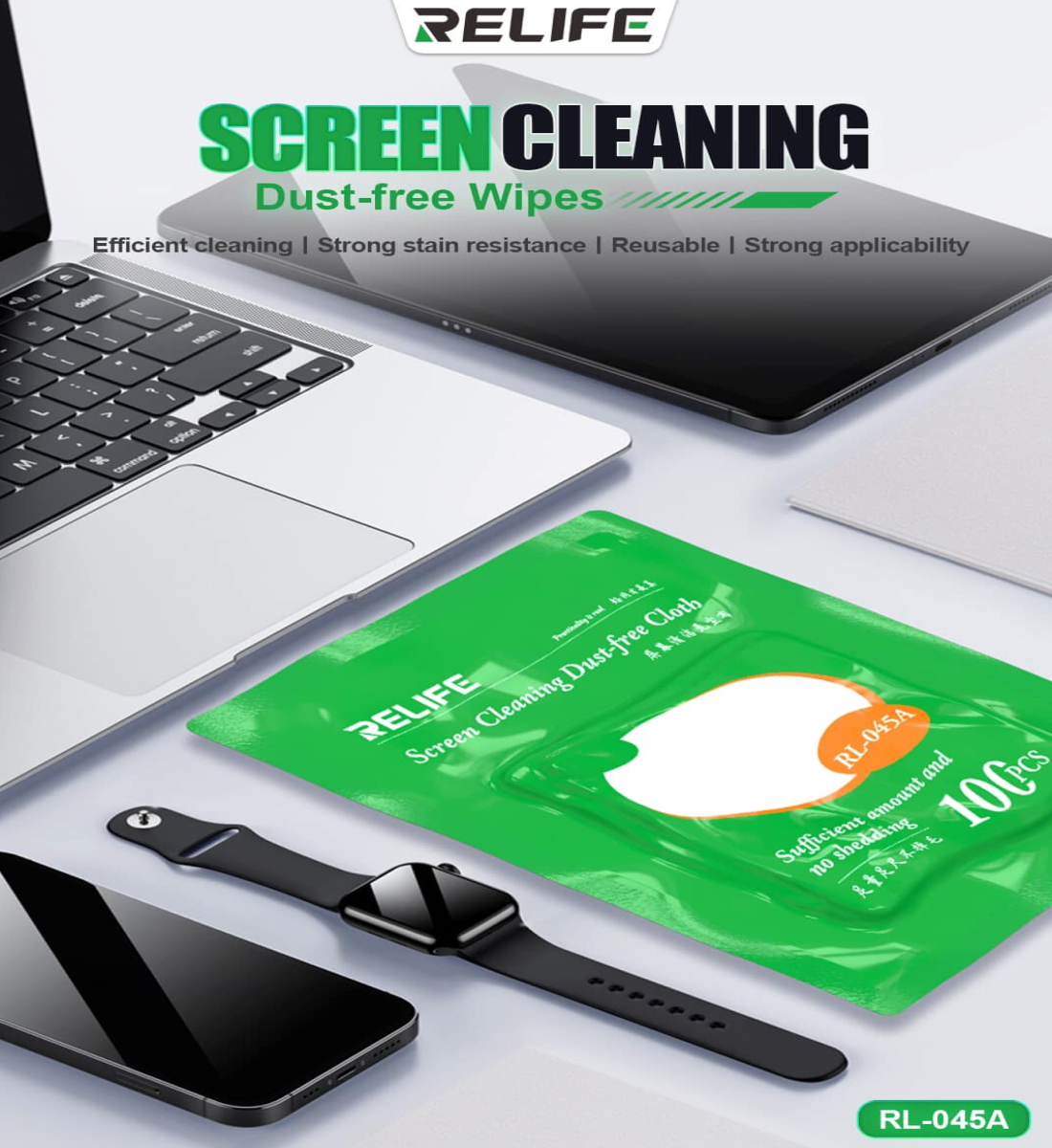 Relife Rl-045a 100pcs Screen Cleaning Dust-Free Cloth