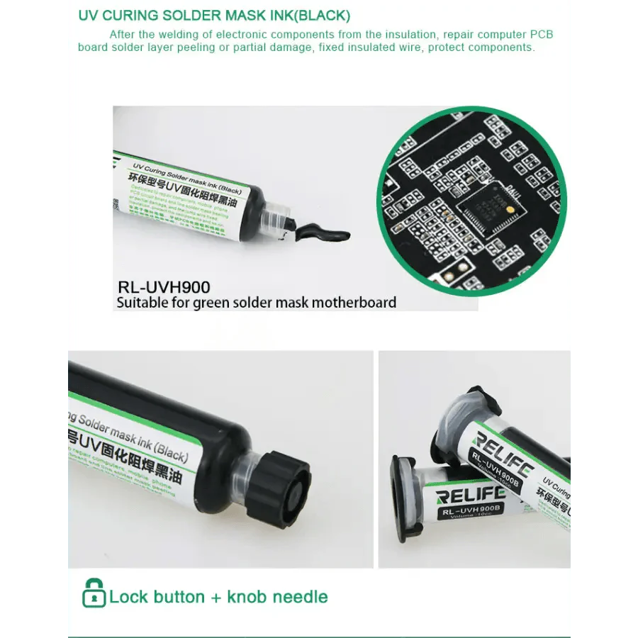 Relife RL-UVH900 Circuit Board UV Curing Solder Mask Ink BLACK