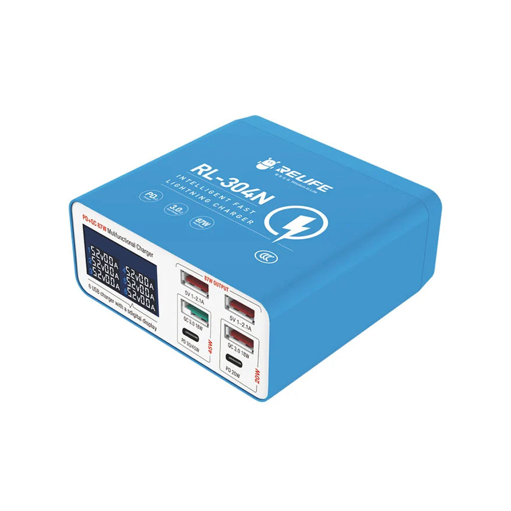 RELIFE Intelligent digital display 6-port charger/wide voltage RL-304N