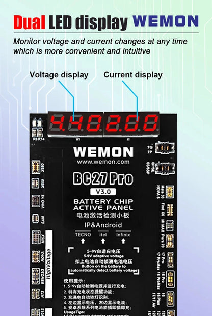 WEMON BC27 PRO Battery Activation Detection Board for IPhone 6-17 & 400+ Android