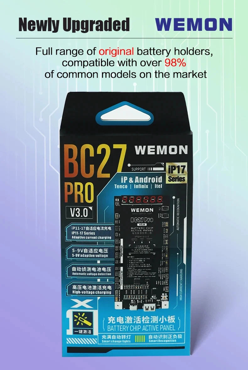 WEMON BC27 PRO Battery Activation Detection Board for IPhone 6-17 & 400+ Android