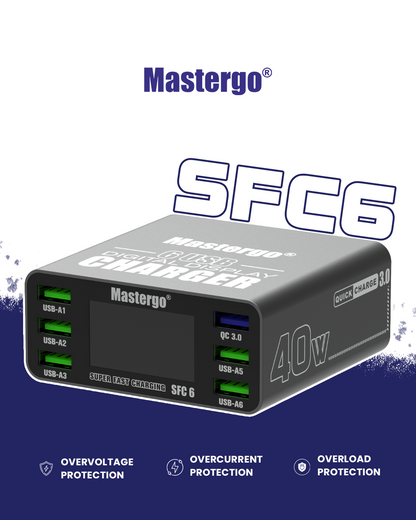 Mastergo® SFC6 – 40W 6 USB Digital Display Charger