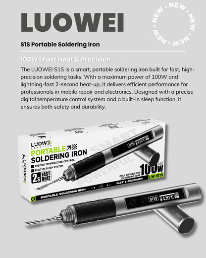 LUOWEI S1S Portable Soldering Iron – 100W | Fast Heat & Precision