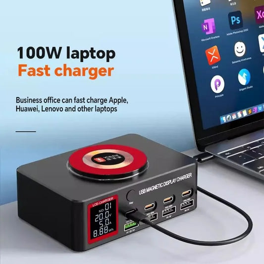 YCS S500 Magnetic Wireless Charging for Mobile Phone Laptop Fast Charger Multi 8Port USB Charger Station